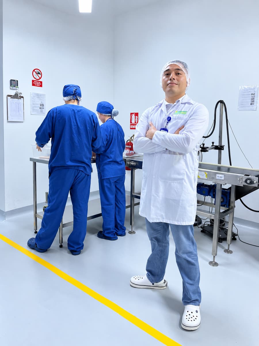 Supervisión farmacéutica en la sala de acondicionado de Laboratorios Pacheco